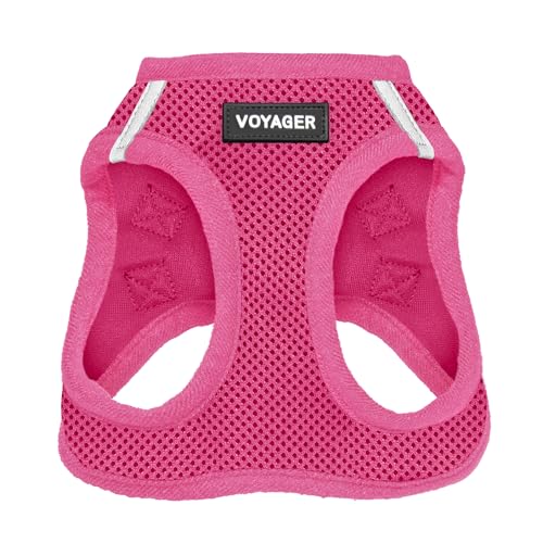 Voyager Step-in Air Dog Harness – All Weather Mesh, Reflective, No Pull Harness for Small, Medium Dogs, Cats – Secure with Hook & Loop Fastener, Buckle, Double D-Rings – Fuchsia, S