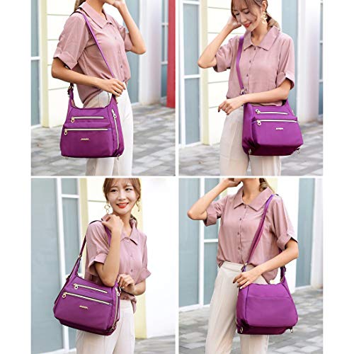 Multi-Pocket Crossbody Bag for Women Convertible Nylon Shoulder Bag Travel Backpack Purse2