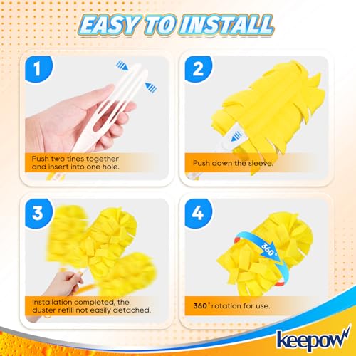 Image of KEEPOW Reusable Duster Refill Compatible with Swiffer Hand Duster, Heavy Duty Duster Refills, 360 Degree Dusters Refills for Cleaning, Fleece Refill Ceiling Fan, 4 Pack (Handle is Not Included)