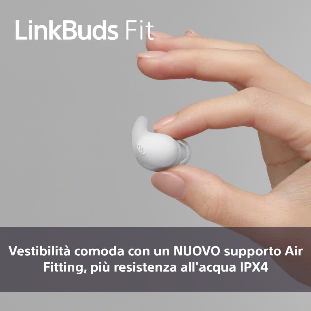 Sony LinkBuds Fit - Cuffie True Wireless Bluetooth con Noise Cancelling - Comfort a lungo, IPX4, High-Res Audio, modalità Ambient Sound, batteria fino a 21 ore, Multipoint, iOS e Android - White