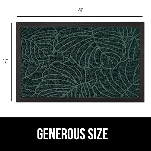 Gorilla Grip All-Season Weathermax Doormat, Durable Natural Rubber, Stain And Fade Resistant, Low Profile, Indoor Outdoor Door Mats, Easy Clean Patio Entrance Mat, 17X29, Green Palm #TOP7