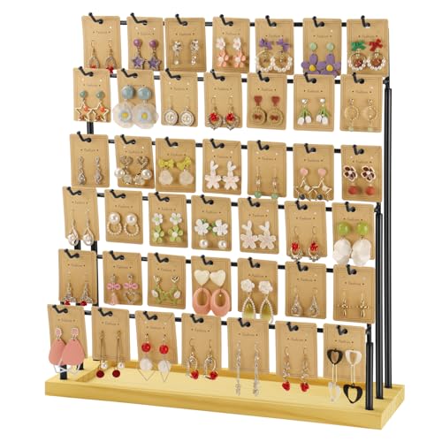 Jewelry Display for Vendors 6 Tiers 42 Hooks Earring Rack Display Holder Stand Earring Organizer Holder for Necklaces Rings Bracelets Keychains Jewelry Display for Selling with Earrings Cards-Black