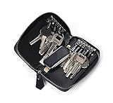 Genuine Leather Woven Men Oversized Zip Around Key Case Car Key Wallet