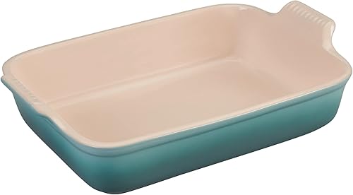 Le Creuset Stoneware Heritage - Plato rectangular, 4 cuartos de galón (12 x 9 pulgadas), sal marina Artichaut
