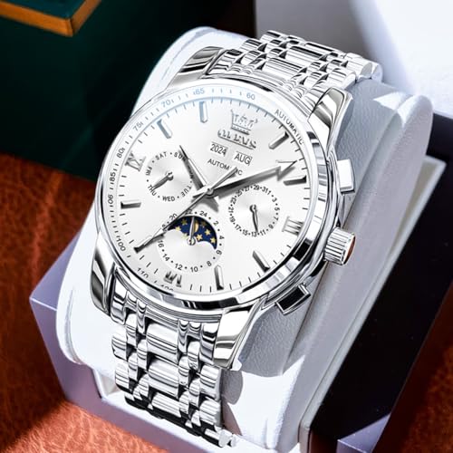 OLEVS Mens Automatic Watches Skeleton Mechanical Self Winding Luxury Fashion Dress Wrist Watch Luminous Waterproof4
