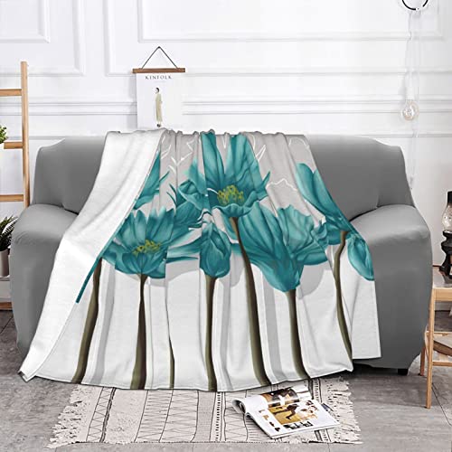 Couverture en flanelle gris sarcelle et blanc toutes tailles