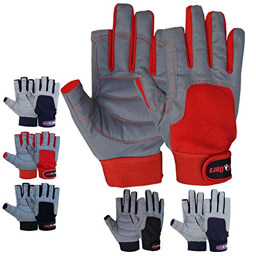Image of MRX BOXING & FITNESS Sailing Gloves with Cut only Thumb and Index Finger and Grip for Men and Women, Great for Kayaking, Workouts and More Grey /Red XX-Large