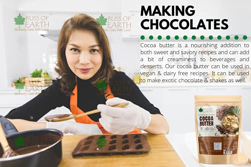 Image of Bliss of Earth Cocoa Butter for Chocolate Making, Food Grade, Raw & Organic for Hair, Skin & Stretch Marks (1 Kg)