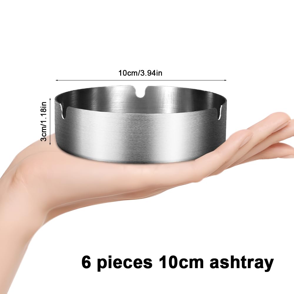Popielnik posacenere 10 cm metalowy okrągły ze stali nierdzewnej