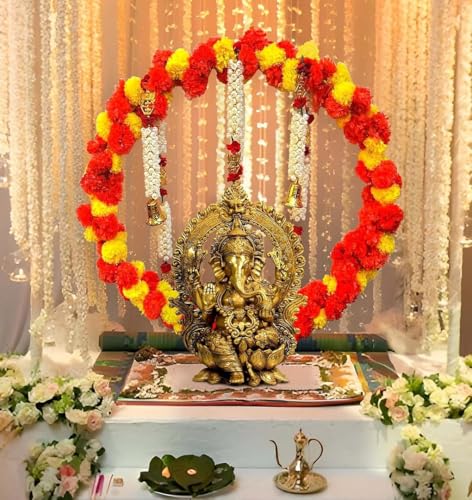 Image of Special You Ganesh Chaturthi Decoration Items for Home, PVC Backdrop Stand for Pooja Room Decoration Items for Diwali Festival, Ganesh Chaturthi mandap for Pooja Decorations- 8 pcs