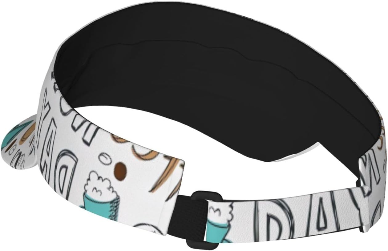 Delicious Coffee Print Sports Sun Visor Hats,Adjustable Sun Caps for Men Women Adults Lightweight