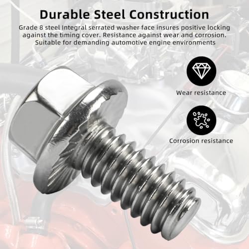 38590 Stainless Steel Timing Cover Bolts for Chevy SBC BBC&90° V6 10-Pack — 사진 6