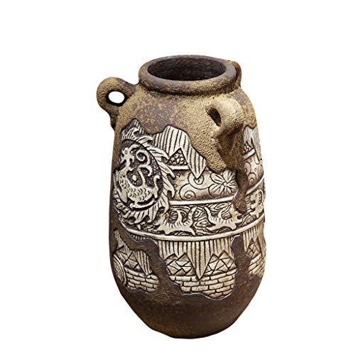 HongLianRiven Décoration de la Maison Vase Vintage Vase Pot en Terre Cuite Pot De Fleurs Séché Arrangement De Fleurs Zen Céramique Fleur Poterie Pierre Décoration Antique 8-27 (Size : M)