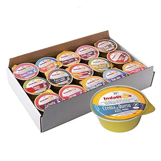INDALITOS - Bandeja de 30 monodosis de crema de queso azul fundido 25 gr