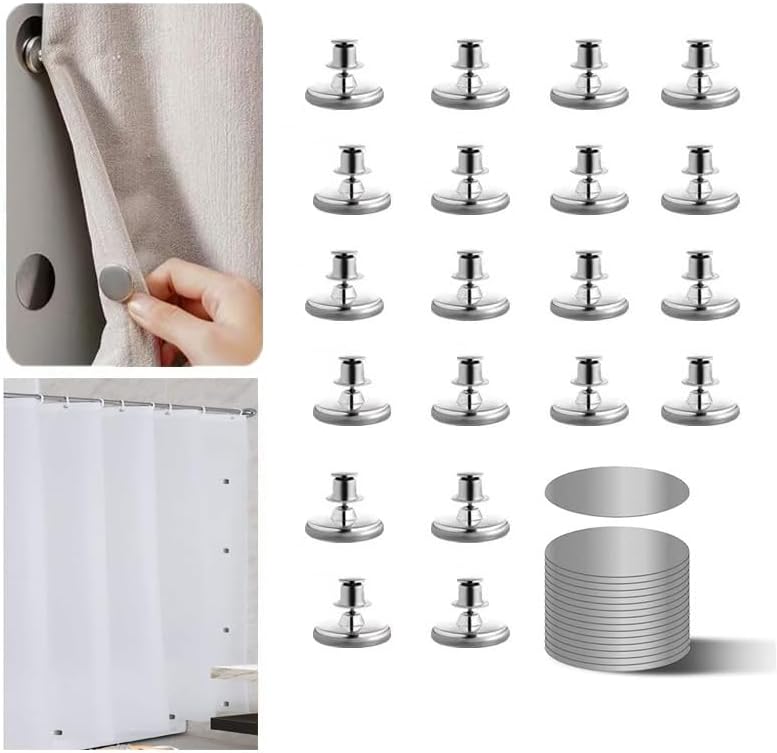 10 Pairs Curtain Magnets Closure, Magnetic Curtain Clips for Indoor Outdoor Curtains Prevent Light Leaking, Strong Curtain Weights Magnets for Pergola Patio Gazebo Cabana, Plus Size