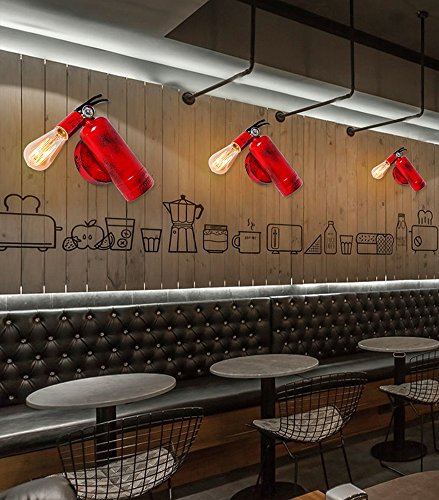 Modeen Red Fire Extinguisher Creative Wall Lamp Retro Industry Iron Wall Light Modern Bar Restaurant Aisle Wall Lamp Indoor E27 Wall Sconce