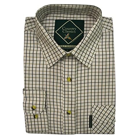 Champion Tattersall Country Style Casual Shirt-Olive-X-Large-Max 51",130cm Cover