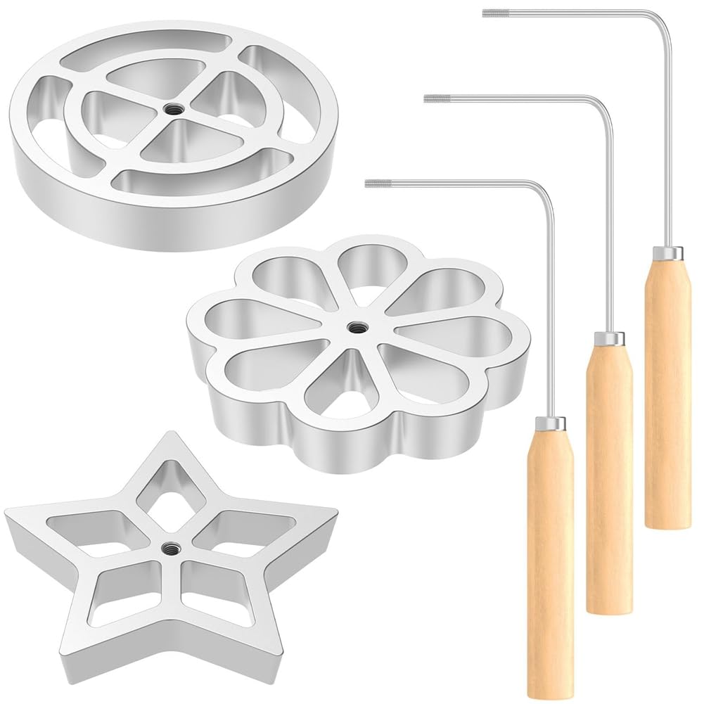 CTRLZS Bunuelos Mold with Handle, Metal Bunuelos Cookie Maker Mold, Detachable Rosette Rosette Iron Mold Set,for Baking Cooking