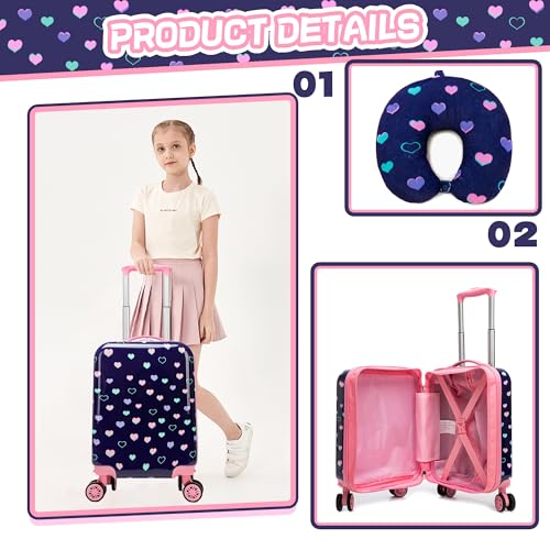 Image of Kids Luggage with Spinner Wheels Carry on Suitcases for Girls 2 Piece Luggage Sets 16 inch Toddler Suitcase for Kids Rolling Suitcase Airline Approved