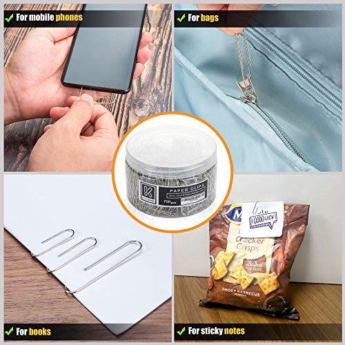 image for Kempshott 750 Paper Clips Assorted Sizes Small, Medium and Large Paper