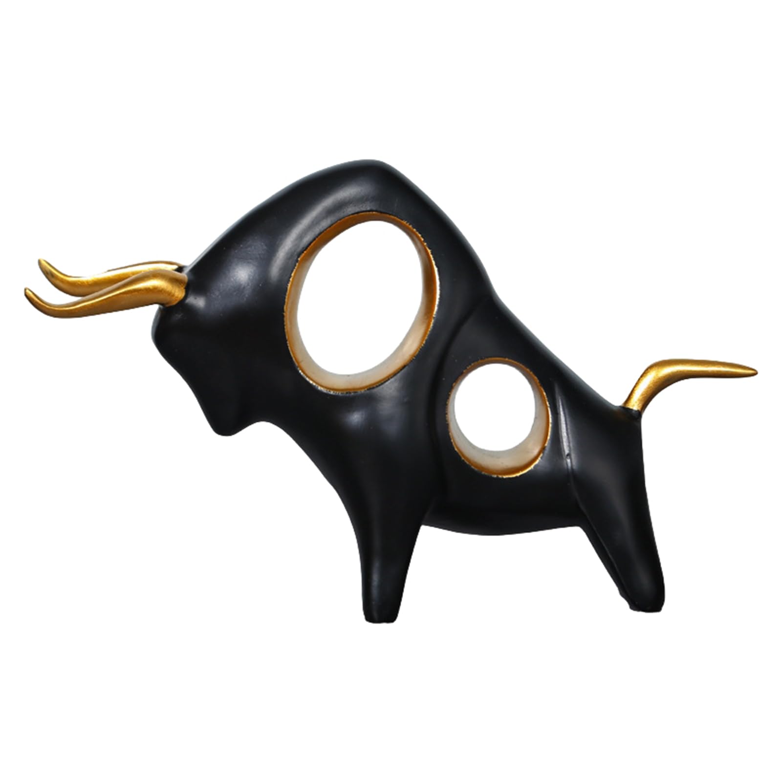 Zyqixluk Bull Decorative Statue Sculpture shelf decorations figurines Resin Animal Sculptures For Office Home Desk, Decoration Ornament Gifts,Black B