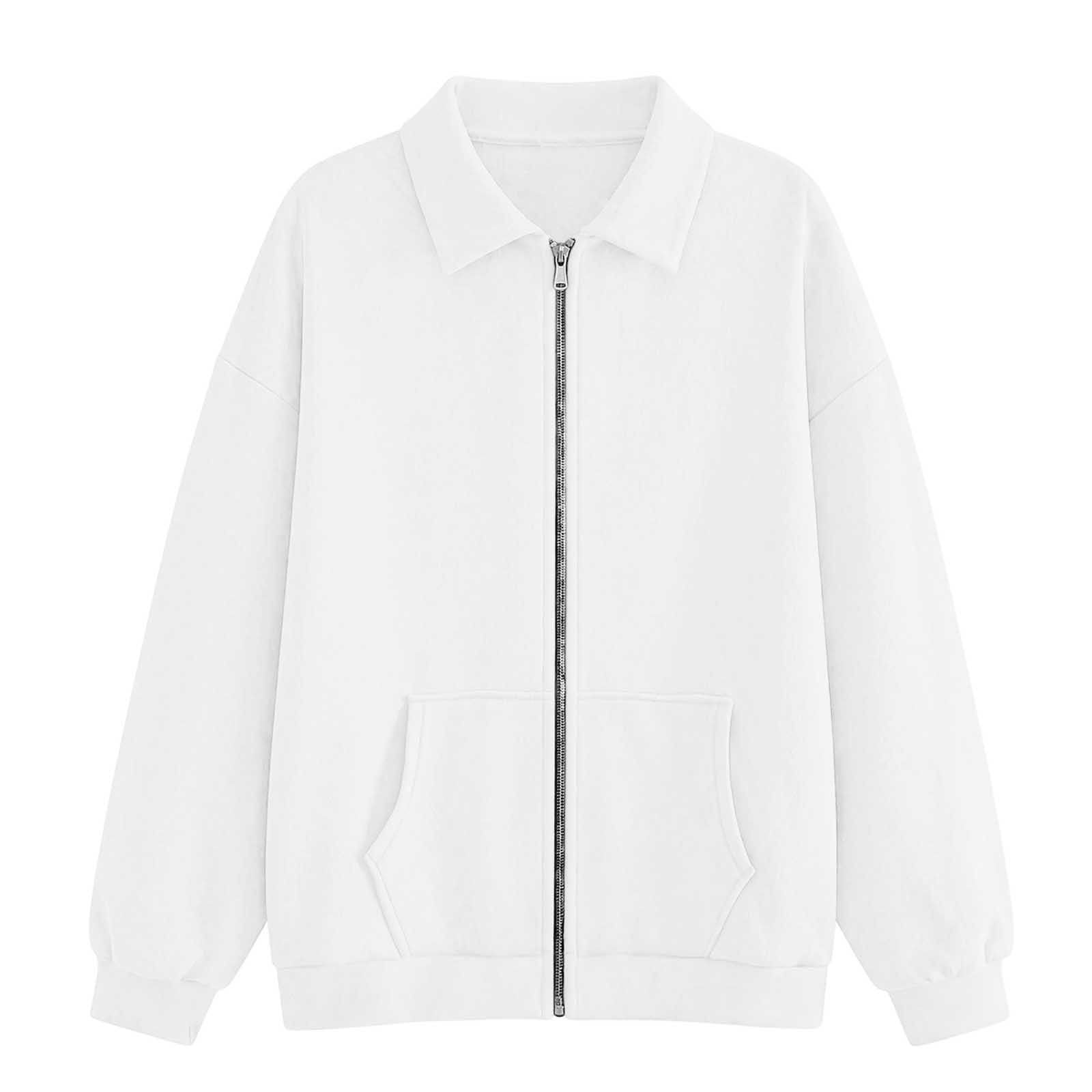 Sweatjacke Damen Ohne Kapuze Sweatshirt Rollkragen Sweatjacke Revers Sweatshirt Herbst Übergangsjacke Dünne Fleecejacke Leichte Fleece Pullover Oversize Outwear Einfarbig Elegant Reißverschluss Jacke
