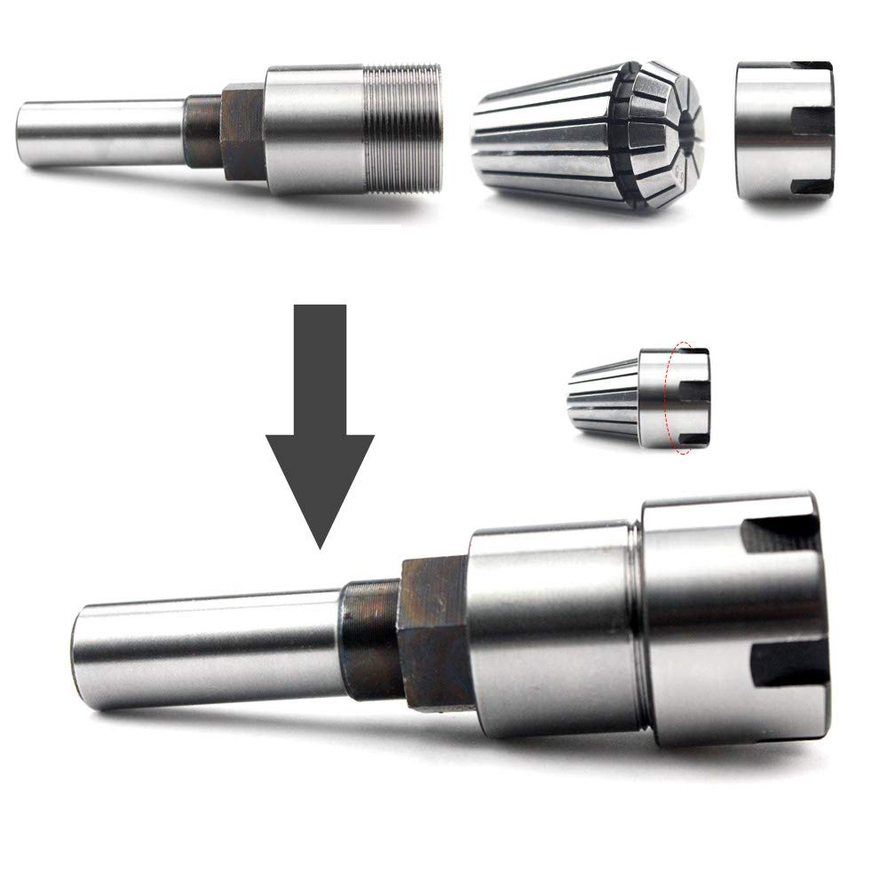 1/2" Tige ER20 Extension Rod de Collet de Routeur, avec 6.5 mm et 13 mm ER20 Ressort Collet Set Kit de Pince de Serrage pour CNC Machine de Gravure & Outil de Meulage