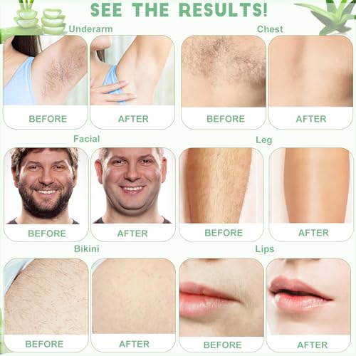 Image of PURPLESKY Waxing Beads for Hair Removal - 1lb Hard Aloe-Scented Beads for Bikini, Leg, Chest, Back, Face with 10 Wax Sticks