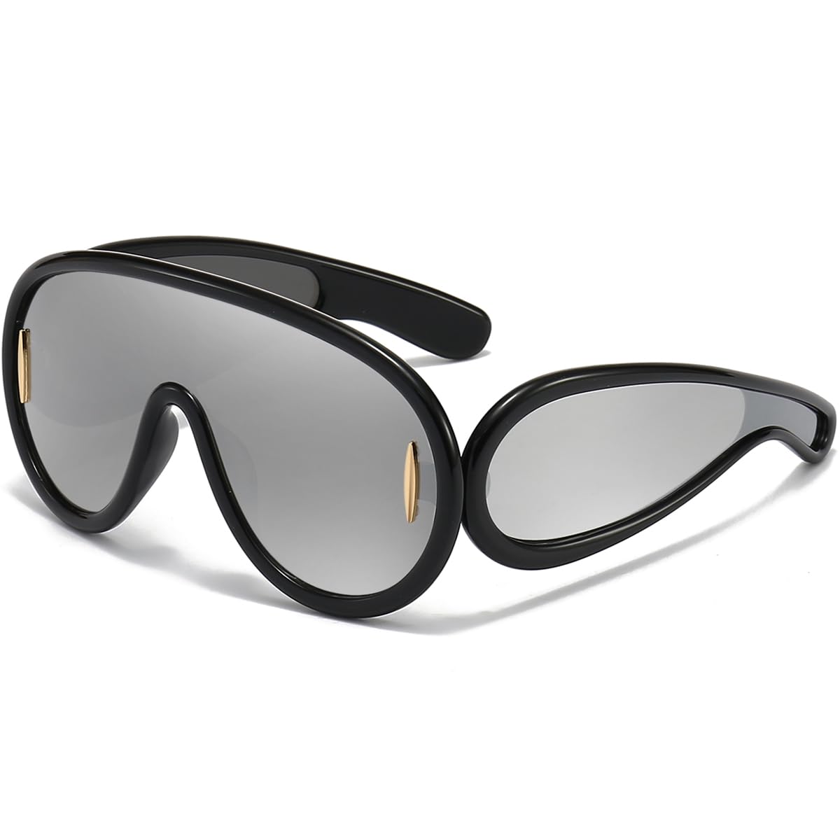 Awgseetrendy Wave Mask Sunglasses For Women Men Oversized Shield