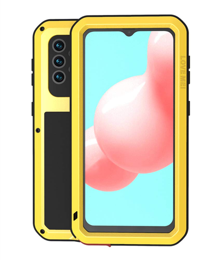 LOVE MEI for Samsung Galaxy A32 5G Case, Outdoor Heavy Duty Shockproof Dustproof Military Bumper Aluminum Metal Full Body Protection Case with