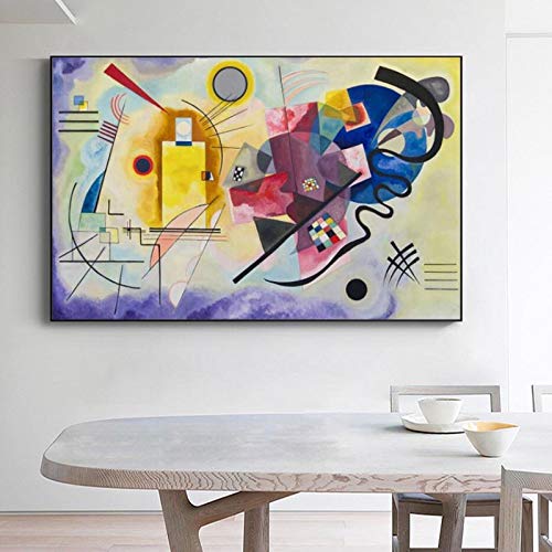 Tableau Kandinsky jaune rouge bleu pour illuminer un salon sombre