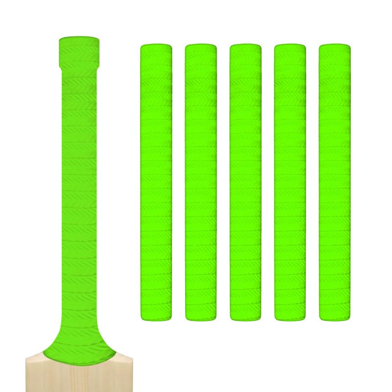 Cricket Bat Grips โ Premium Rubber Cricket Bat Grip Tape for Maximum Hold & Shock Absorption (5, Green, Grooved)