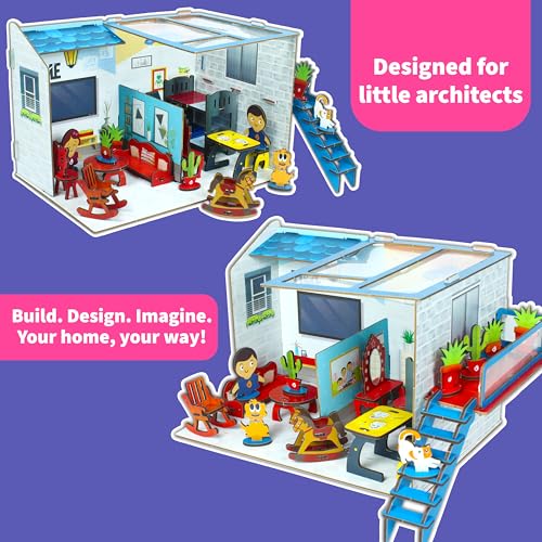 Image of DIY Dollhouse Kit for Girls Ages 5-9 | Miniature House 3D Puzzle with Furniture & Accessories | Build & Play STEM Craft Kit for Girls 5 6 7 8 9 10