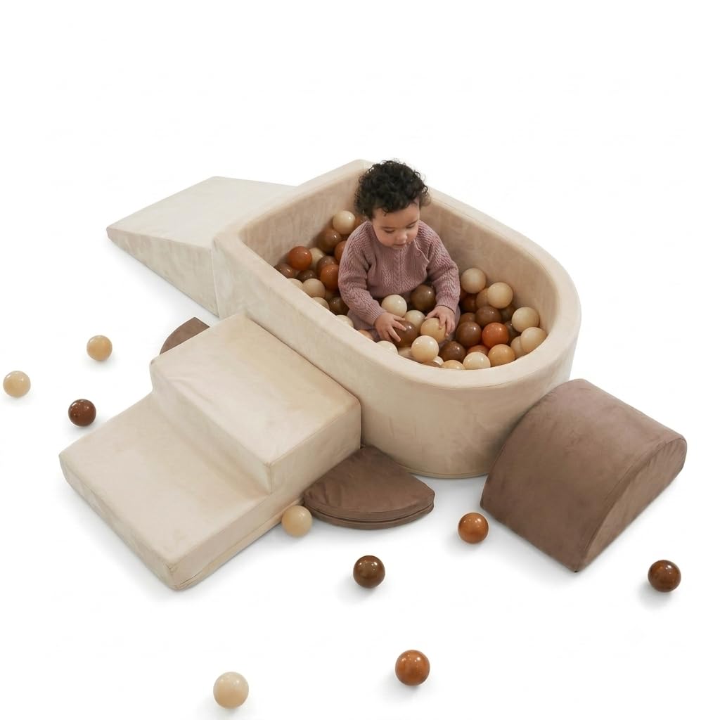 Juego de 6 unidades de espuma con piscina de bolas (bolas no incluidas), módulo motricidad para bebé, con fundas de terciopelo extraíbles y lavables, juguete educativo
