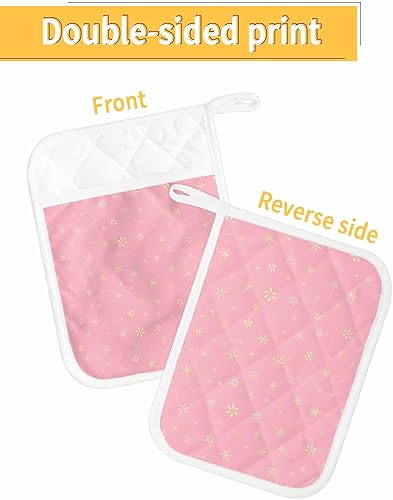 Miniatura 39 de Juego de 2 agarraderas de tela de rizo antideslizantes y aislantes de calor con bolsillo, guantes gruesos para horno, posavasos para hornear