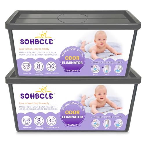 Image of SOHBCLE Refills Compatible with Genie Easy Roll Signature Diaper Pail and Platinum Diaper Pail, Upgraded 60 Bags Hold up to 2800 Newborn Diapers, Extra Thickness Powerful Odor Control, Plant Scented