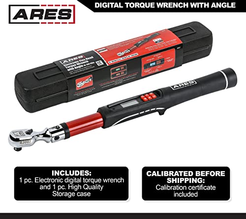 Image of ARES 43007-3 /8-Inch Drive Flex Head Electronic Digital Torque and Torque Angle Wrench - 10-100 ft /lbs (13.5-135Nm) - Reversible Sealed Head - Multi-Alert Prevents Over-Torquing