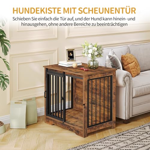 Hzuaneri Hundekäfig Möbel, 69 cm Hundebox, 2 Türen, Moderne Hundekäfig Indoor für kleine/mittlere/große Hunde, Beistelltisch, Hundebox für Zuhause 69 × 49 × 64,5 cm, Vintagebraun DFC84301B