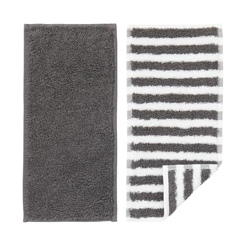 無印良品 綿 タオル ハーフハンカチ 2枚組 ユニセックス大人 DFA18A5A チャコールグレー 23×11cm