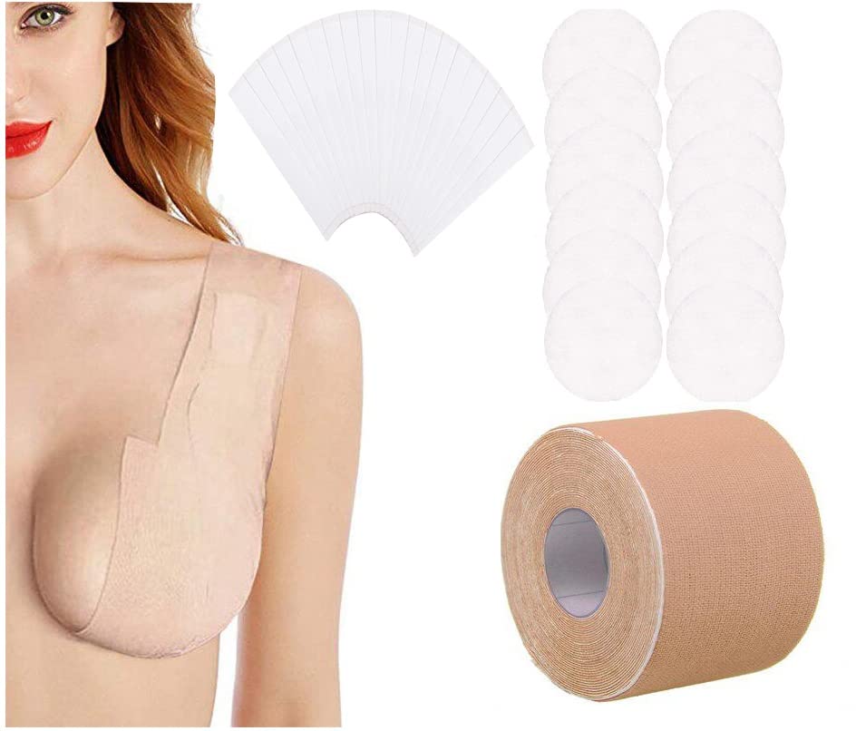 myynti Boob Tape with 10 Nipple Pasties & 36 Fashion Tape Multipurpose Body Tape for Women Push Up & Lifting Breast Tape Breast Lift Bra Tape Bob Tape for Breast Lift Double Sided Tape for Clothes-picture-26