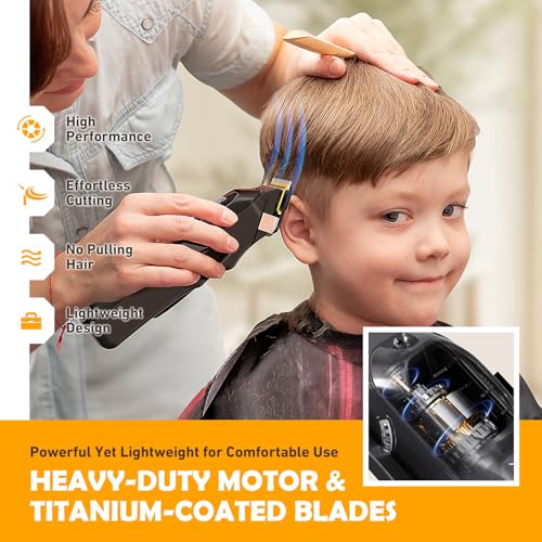 Image of Professional Cordless Hair Clippers for Men- Hair Cutting Kit for Barbers & Family, Wireless Beard Hair Trimmers Set with LED Display, Rechargeable Hair Cutting Machine for Family (Black)