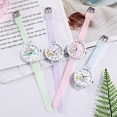 Reloj de niña Reloj de Dibujos Animados Relojes Luminosos Niñas Niños Estudiantes Relojes de Pulsera Reloj de Regalo Relojes Transparentes para niñas (Color : Light Purple)