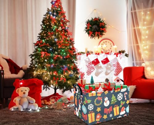Essme Rectangular Christmas Basket,Christmas Baskets Empty with Handles, Christmas Basket Gifts for Kids Room Decor,Boys and Girls,Christmas Candy Basket, Christmas Party.(Christmas). - Thumbnail 2