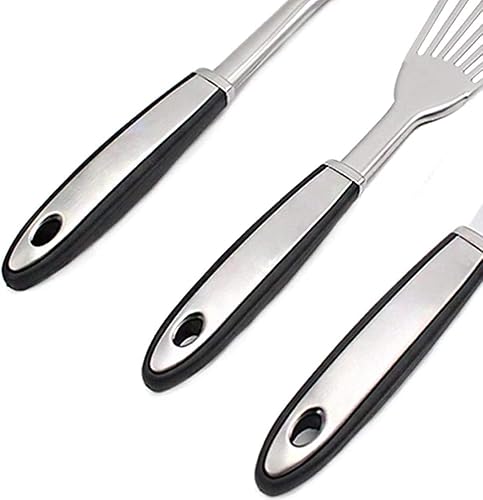 Miniatura 3 de Juego de 3 espátulas de acero inoxidable (juego de 3) – Incluye espátula de pescado de cocina, espátula ranurada de cocina, espátula de glaseado de
