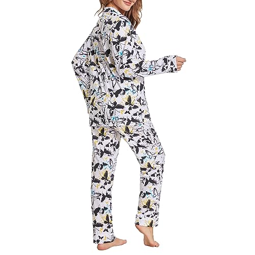 Image of Tugege Pajamas Set Long Sleeve Sleepwear Womens Button Down Nightwear Pj Sets