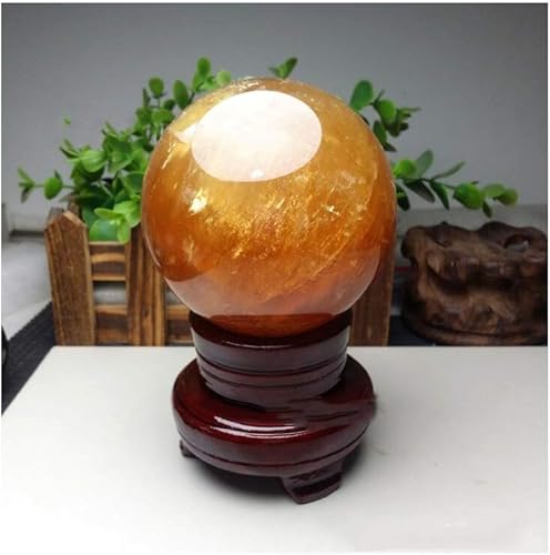 Miniatura 3 de Esfera de cristal curativo amarillo natural para meditación de equilibrio de reiki, decoración del hogar y la oficina (3.1 in, cristal amarillo)