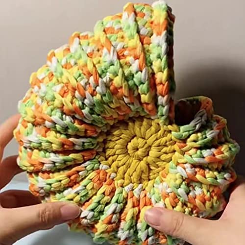 Msyarn Tshirt Yarn, Yarn For Crocheting, Crochet Yarn, Elastic Yarn, Fabric Yarn, Spaghetti Yarn For Bag, Hand Craft, Crochet Project, 3.3 Oz, 30 Yard (7# Red&Cyan) #TOP2