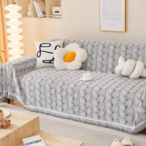 Couverture en chenille extra large pour protéger et relooker un canapé usé beige - 5