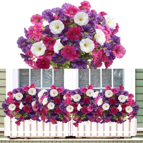HHDESHSL 9 Piezas Flores Artificiales Exterior, Arbustos Resistentes a los Rayos UV, Plantas Artificiales Exterior, Flor Falsa Decorativas Exterior para Jarron, Jardinera, Balcon, Centro de Mesa