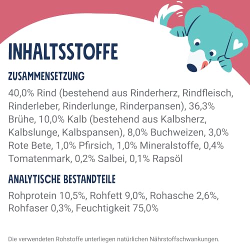 Pets Deli Mini Nassfutter für Hunde mit Rind, 16x100g